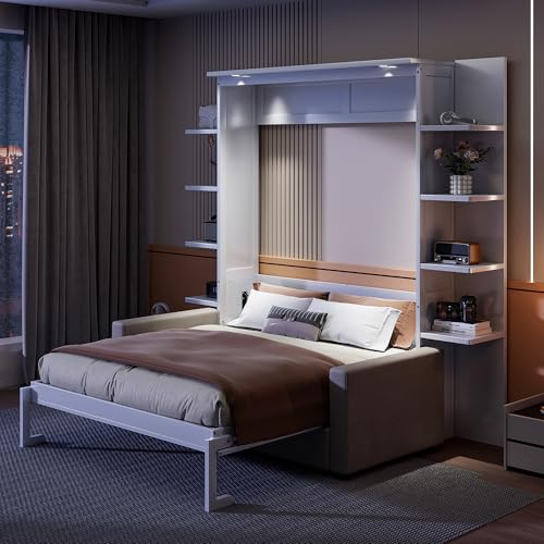 Queen Size Gray Murphy Bed with Sofa M5912