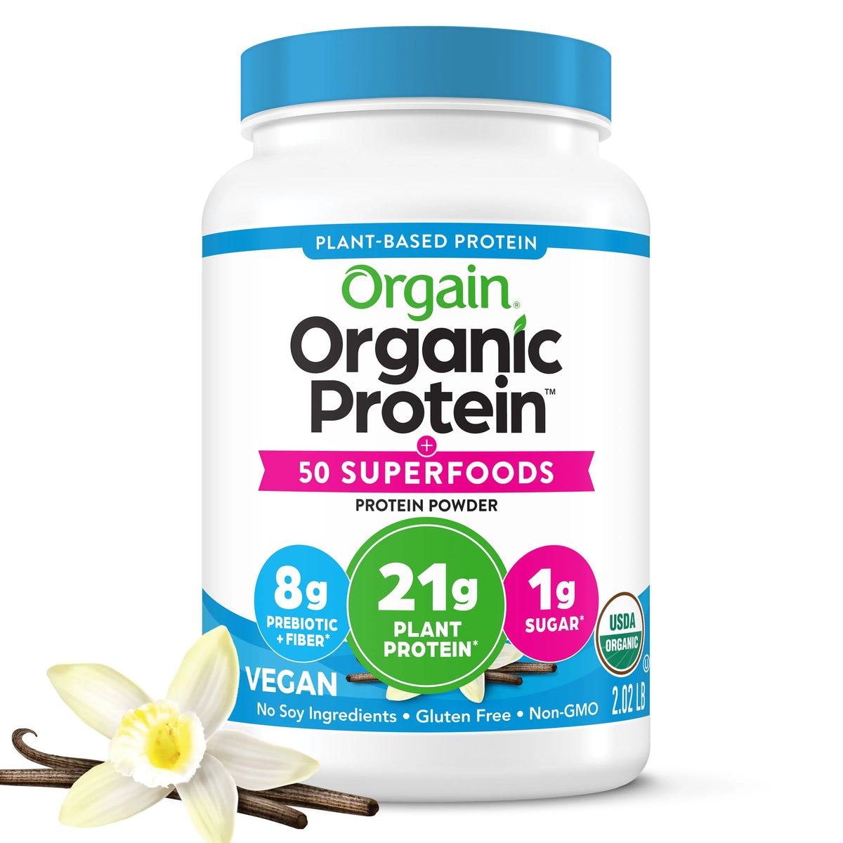 Organic Plant Based Protein Superfoods Powder Vanilla Bean 2.02 lb X591349