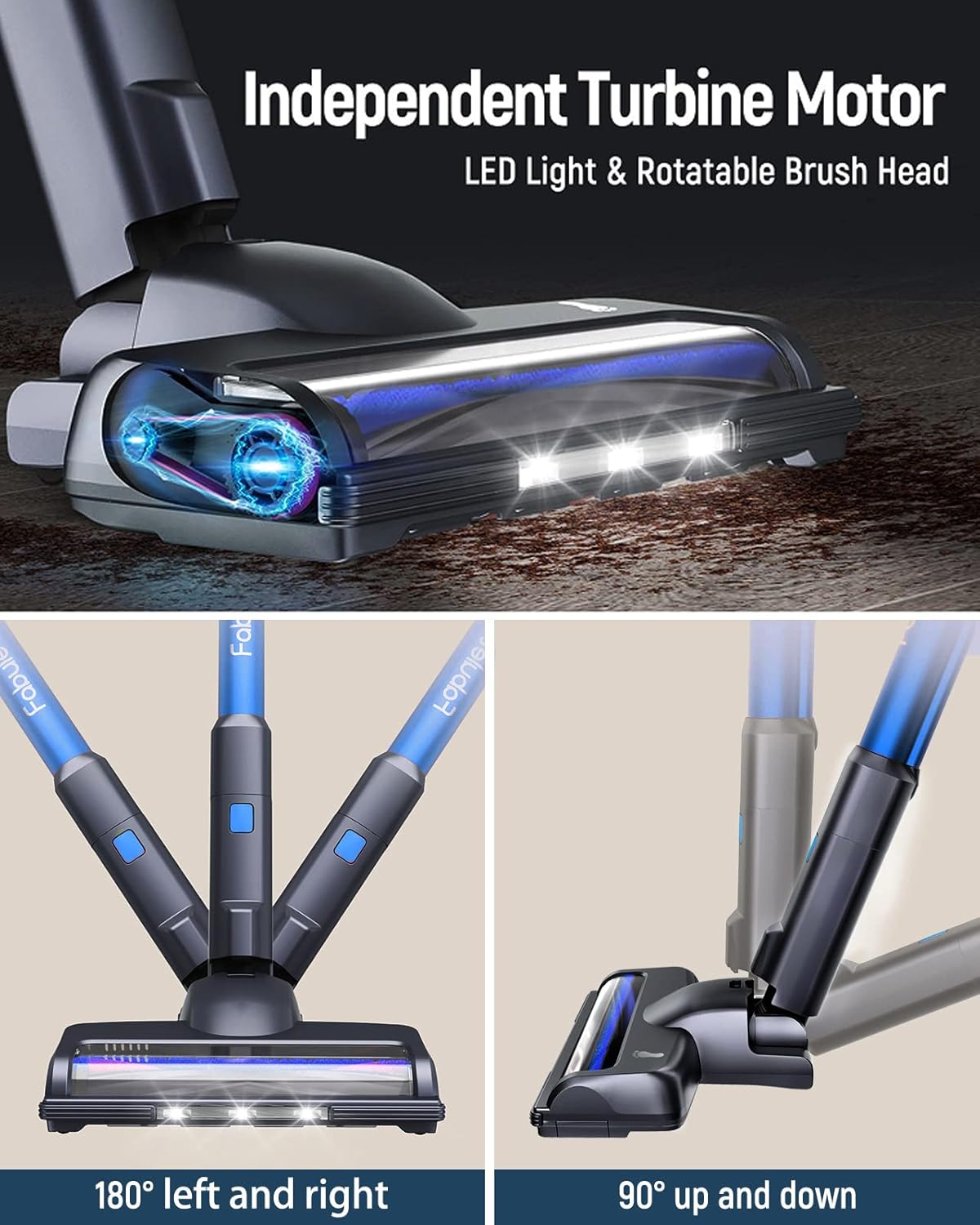 Cordless Stick Vacuum Cleaner, 24Kpa 250W, 6-in-1 Rechargeable, 45 Min Runtime, Blue X387419