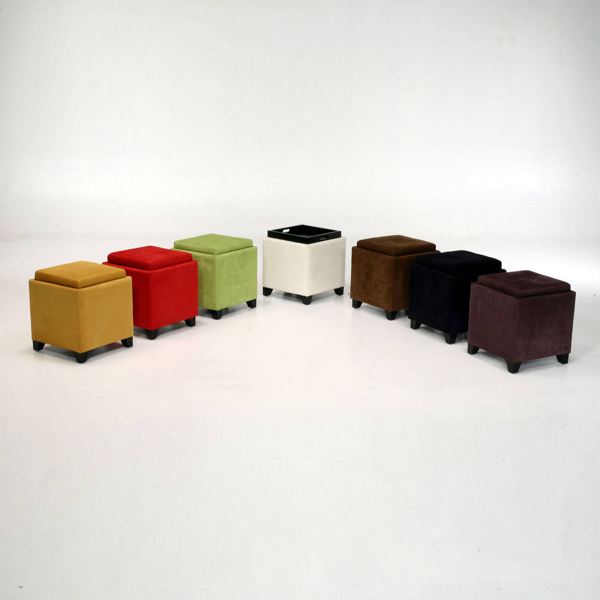Red Microfiber Storage Ottoman P17662