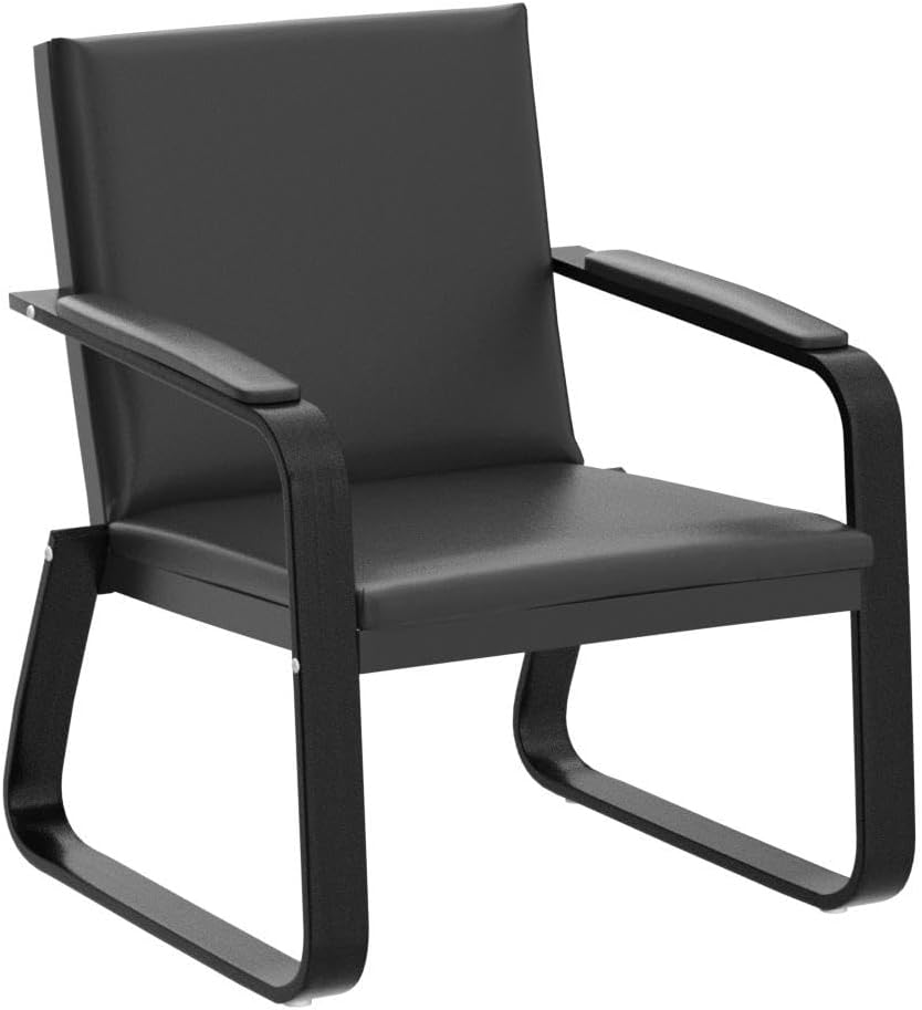 Black PU Leather Waiting Room Chair With Armrest U9551