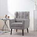 Chenille Upholstered Accent Chair with Pillow, Solid Wood Leg X3192