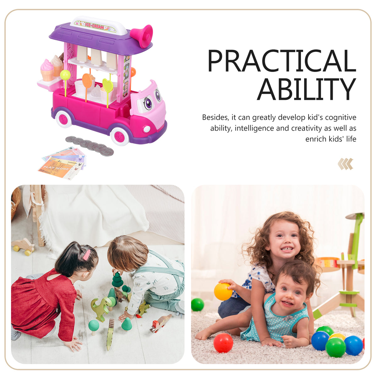 Toddler Plastic Food Truck Pretend Play Dinning Car Educational Kids Toys G494435