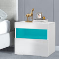 White High Gloss 2 Drawer Nightstand with Storage Shelf A528018