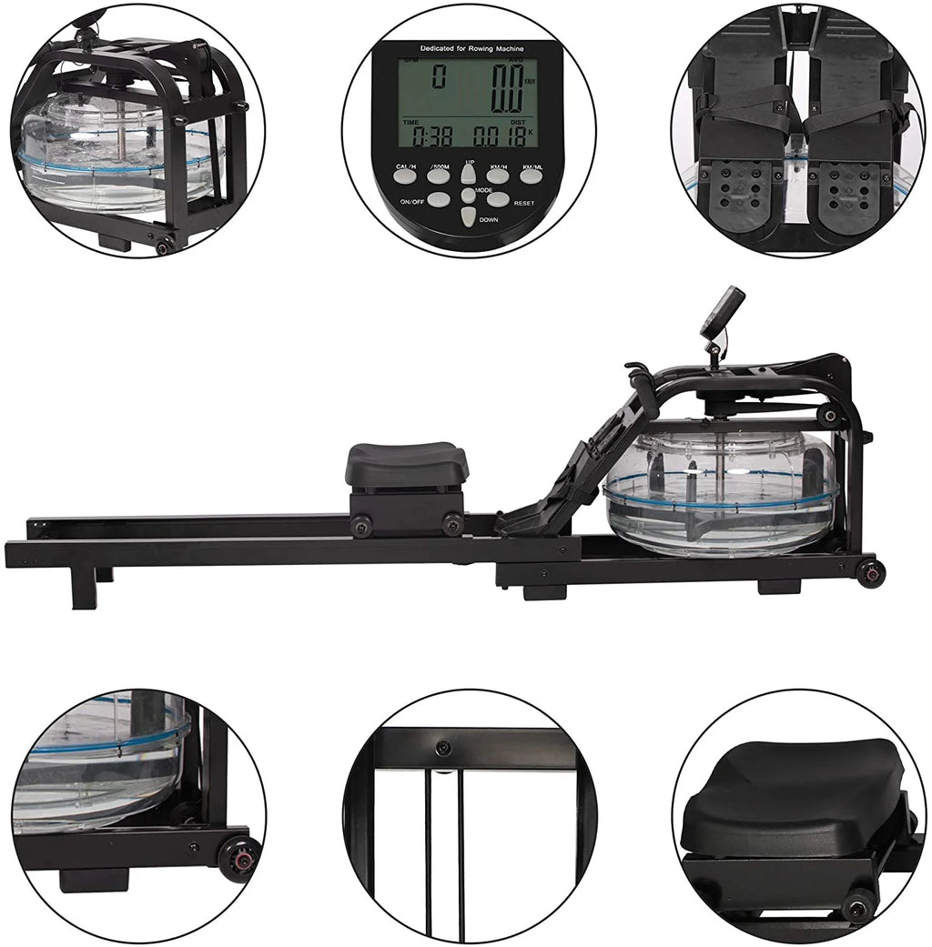 Rowing Machine with LCD Monitor, 330 lbs Weight Capacity, Adjustable T246