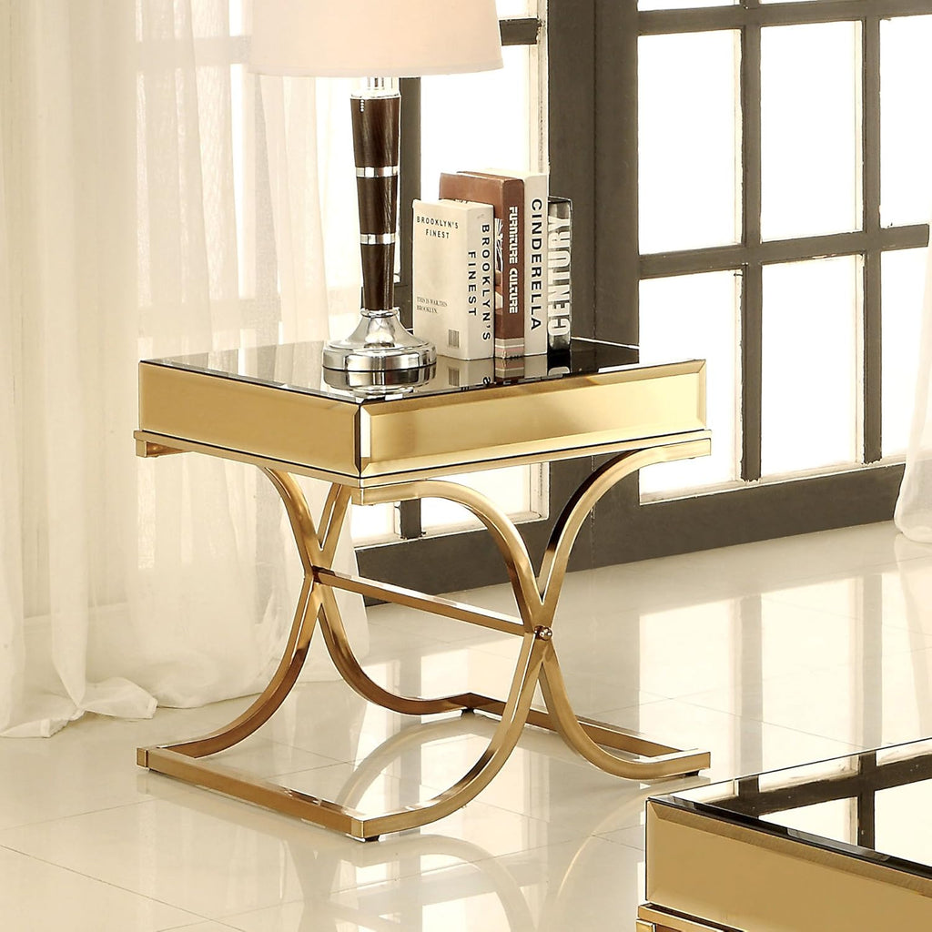 Contemporary Glass Top End Table F4833