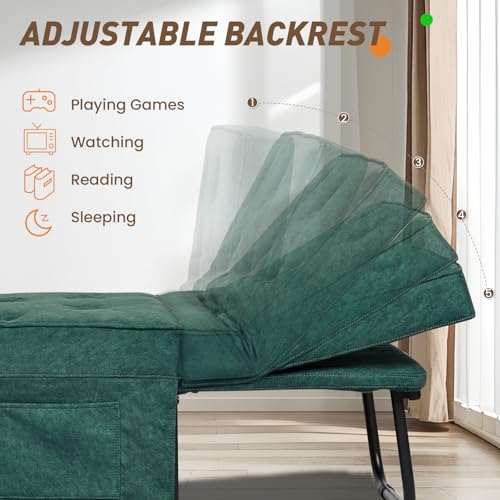 Light Blue 36" W Convertible Ottoman Bed Sleeper M433877
