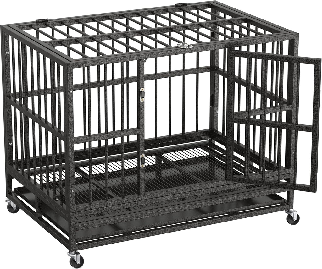 36 Heavy Duty Metal Dog Kennel and Crate, Double Door, Black M3435