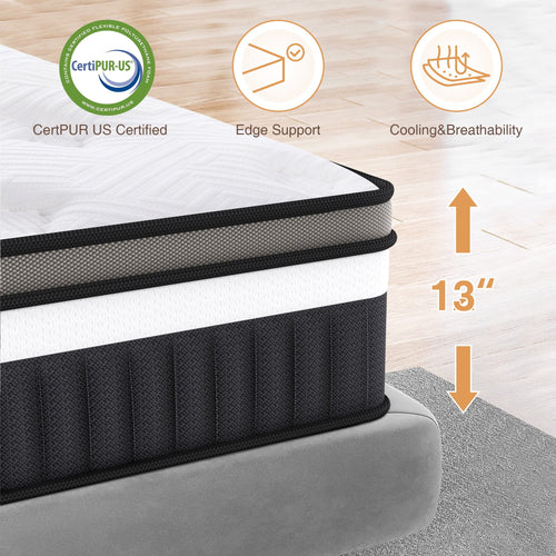 13 Inch Hybrid Innerspring Mattress with Memory Foam E15517