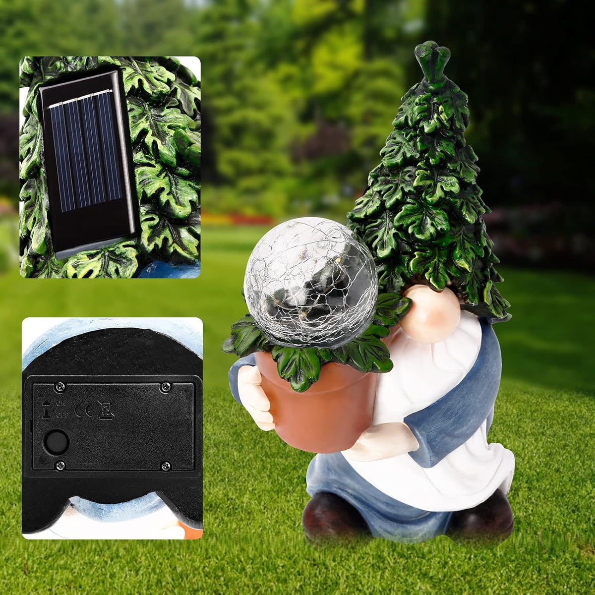 Gnome Garden Statue with Solar LED Lights D65575