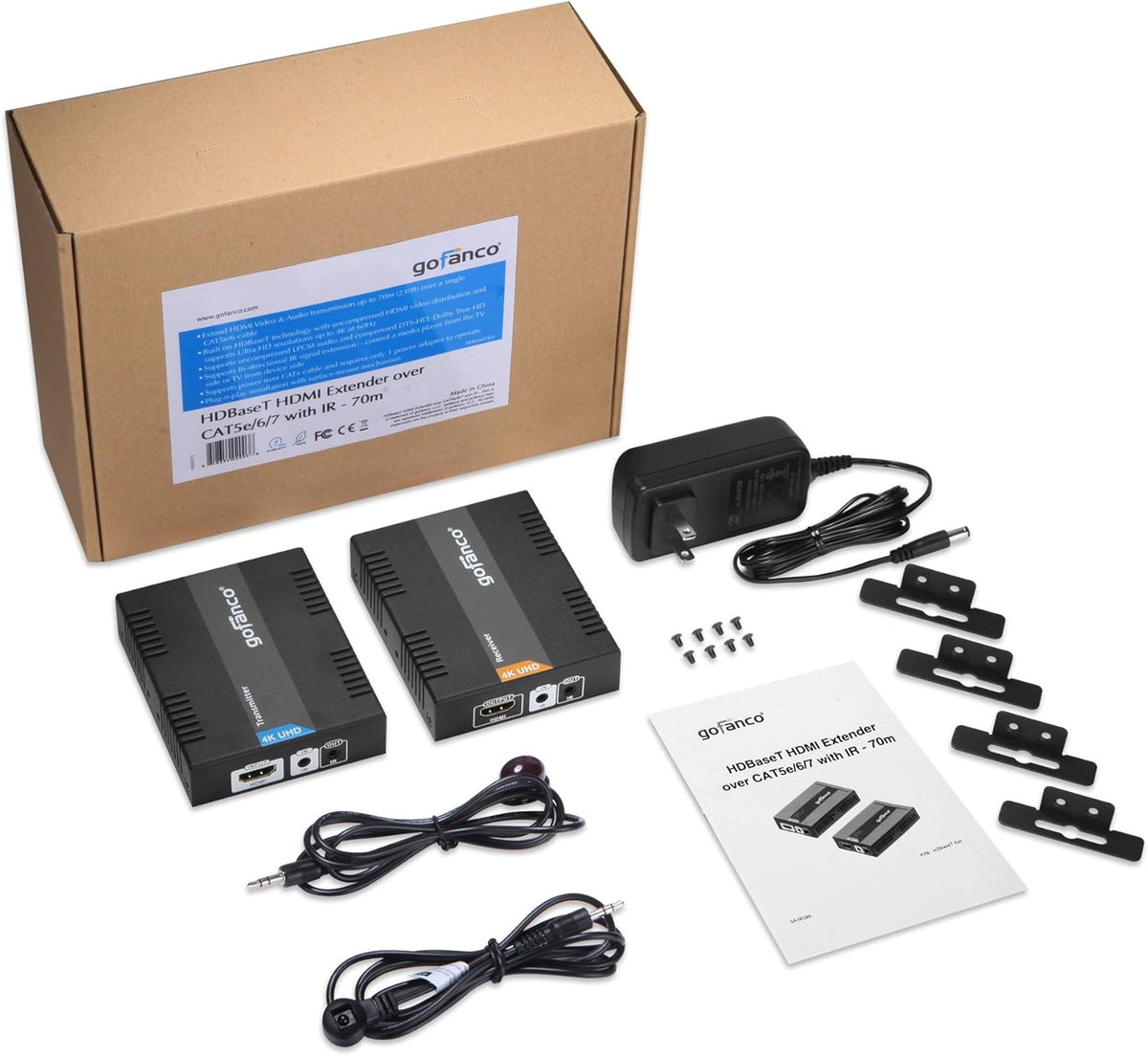 HDBaseT HDMI Extender 4K 60Hz Over CAT5e/CAT6/CAT7 Cable with Bi-Directional IR J2324