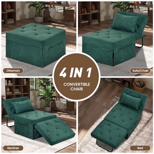 Light Blue 36" W Convertible Ottoman Bed Sleeper M433877