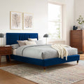 Navy Channel Tufted Performance Velvet Twin Platform Bed E947214