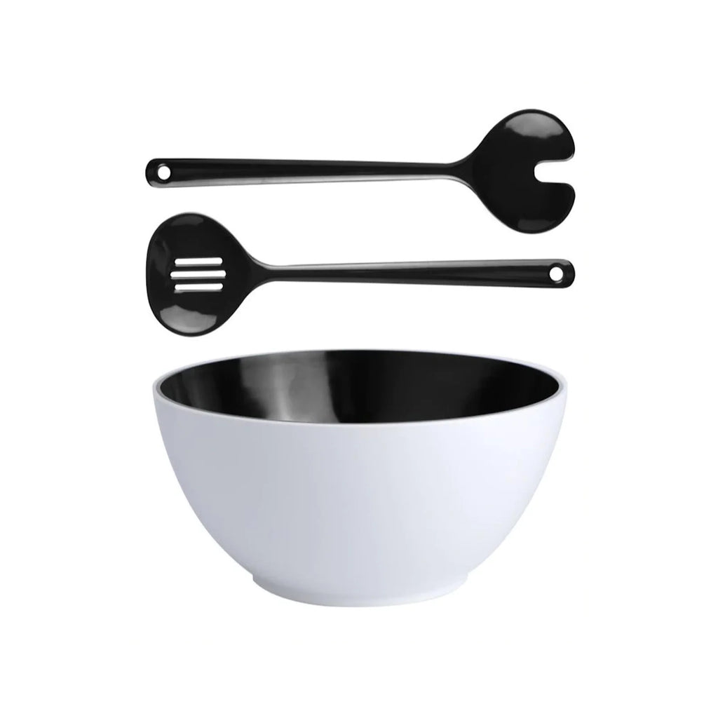 Salad Bowl & Cutlery Black N294
