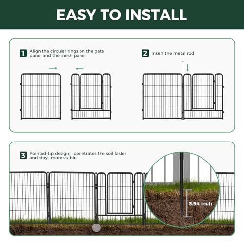Black 40in x 36.0ft 16 Panels Metal Garden Fence S9066