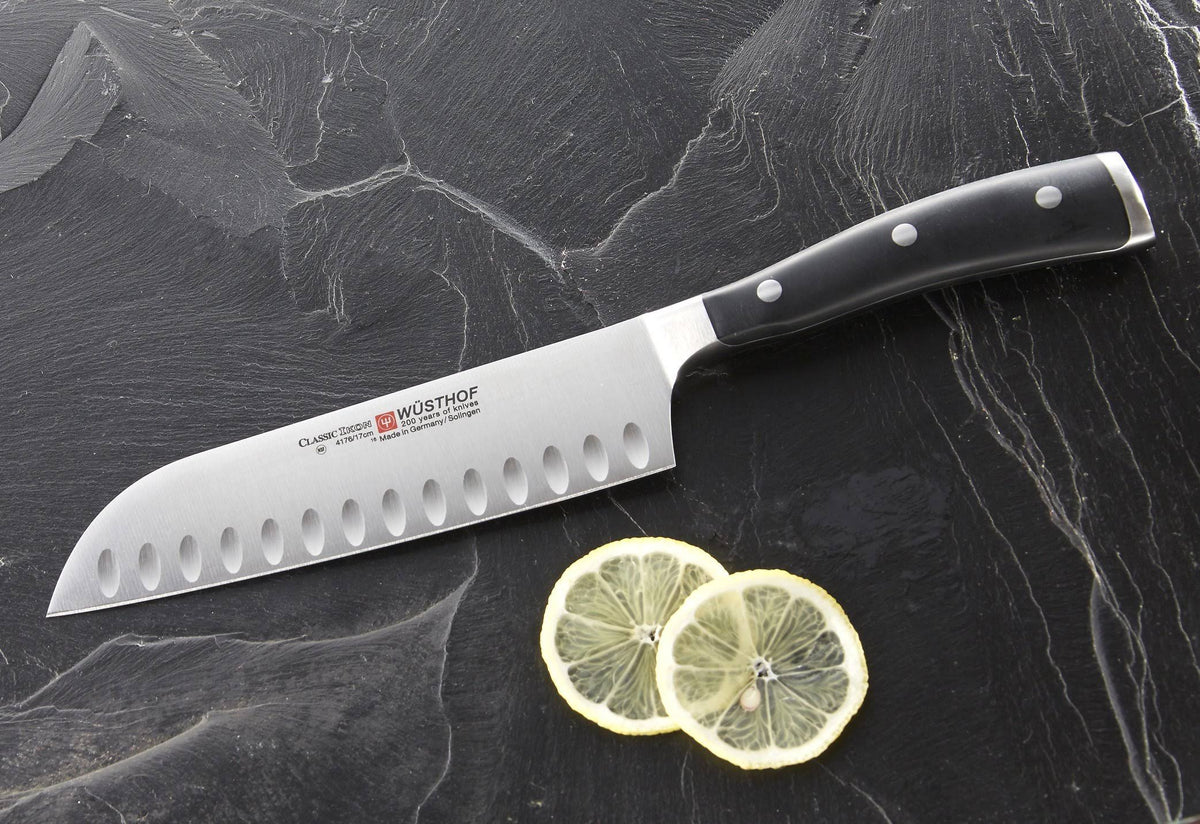 7-Inch Santoku Hollow Edge Black Knife B652345