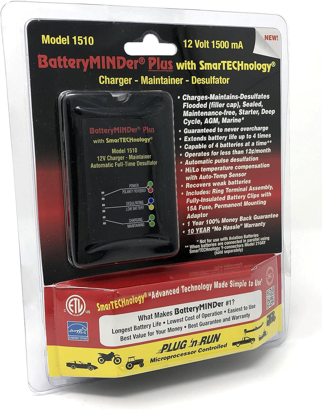 12 Volt 1.5 Amp Battery Charger Maintainer Desulfator I36404