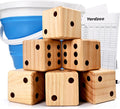 3.5" Wooden Yard Dice Set includes 6 Dice, Collapsible Bucket, Score Cards & Dry Erase Marker W274989
