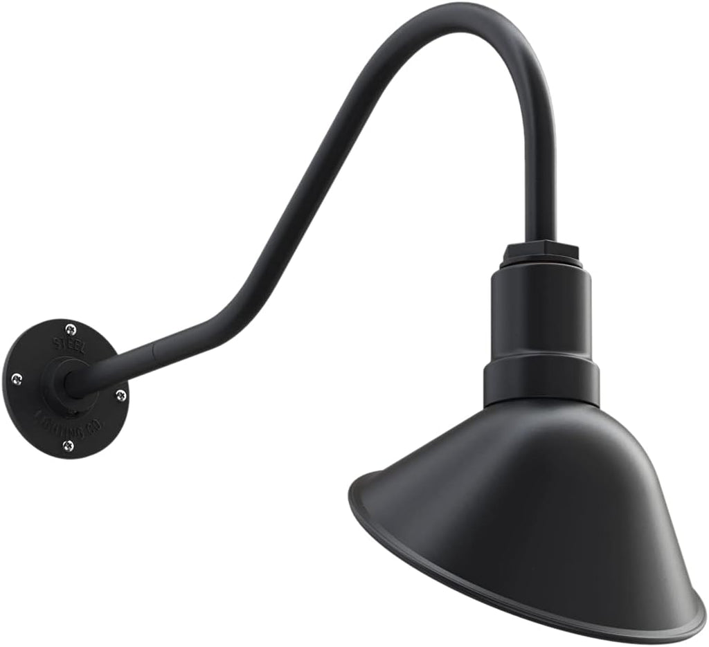 9 inch Dome 11 inch Straight Arm Matte Black Sign Light Q917