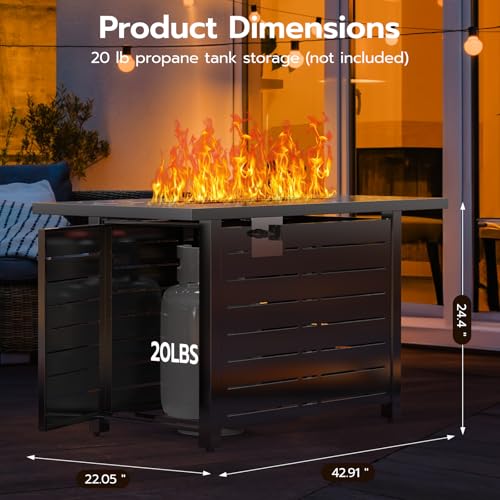 43 Inch 50,000 BTU Propane Fire Pit Table with Lid and Lava Rock G252360