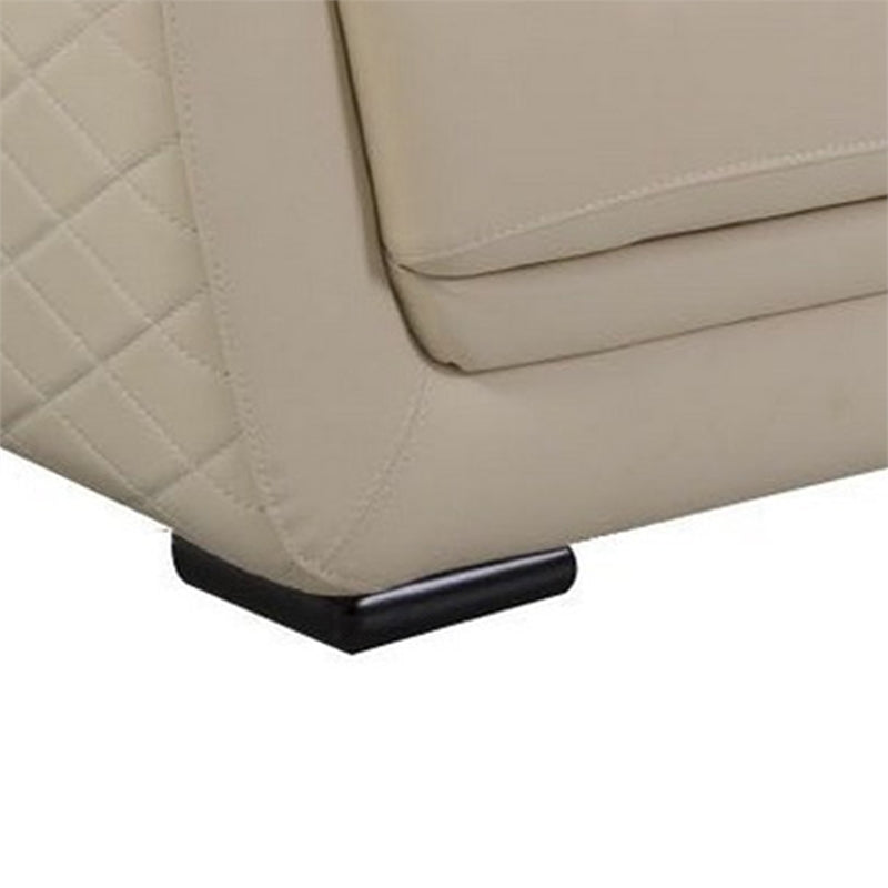 Cream Leatherette Chair with Attached Waist Pillow L581538