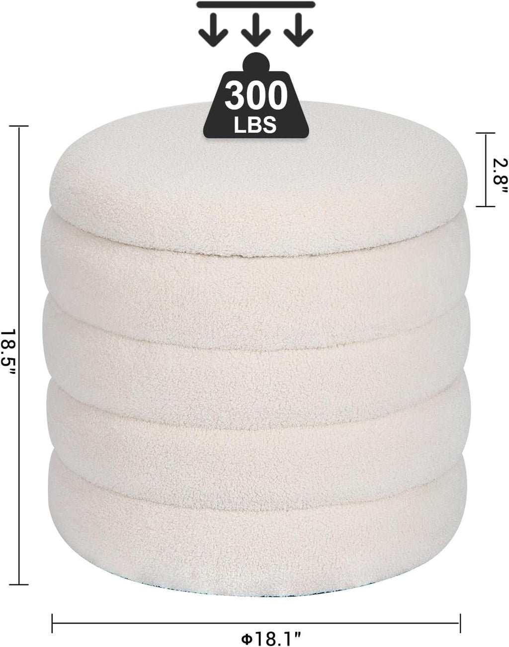 White Round Upholstered Ottoman I594