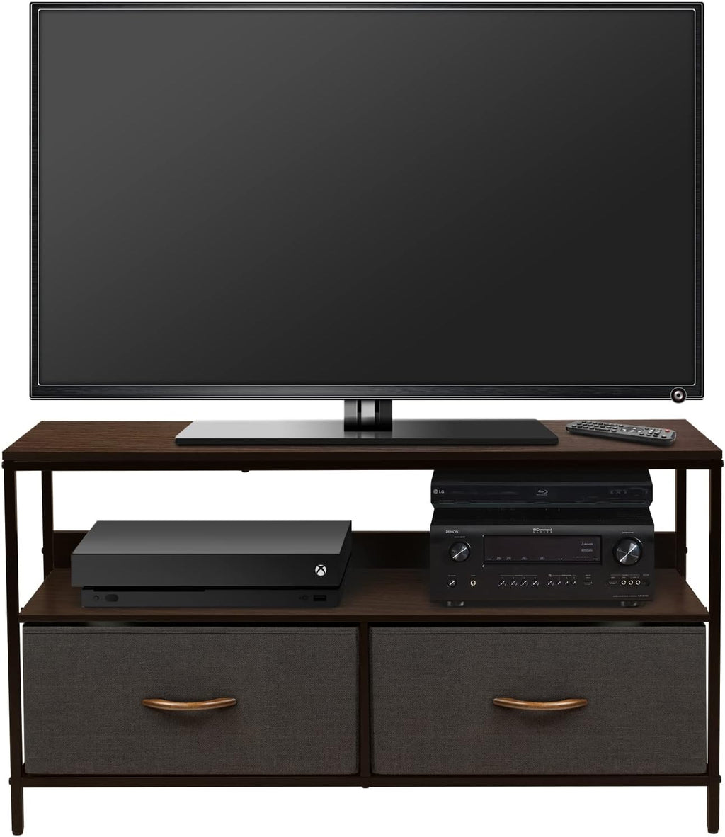 Brown Steel Frame Wood Top TV Stand Cabinet X819274