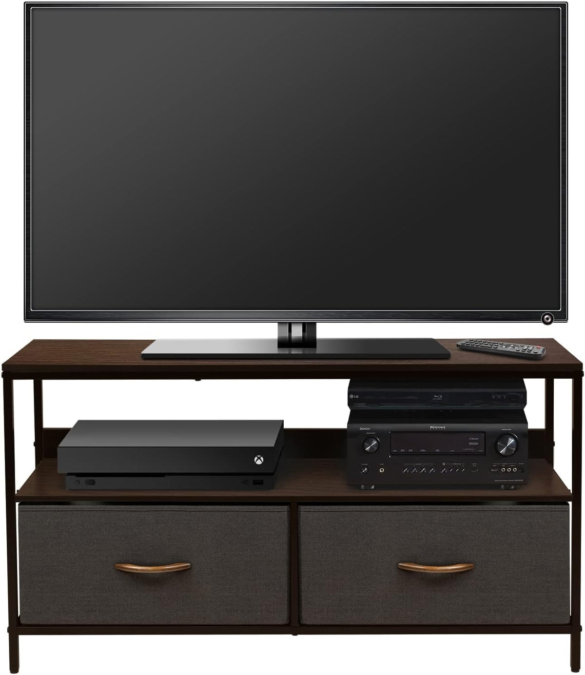 Brown Steel Frame Wood Top TV Stand Cabinet X819274