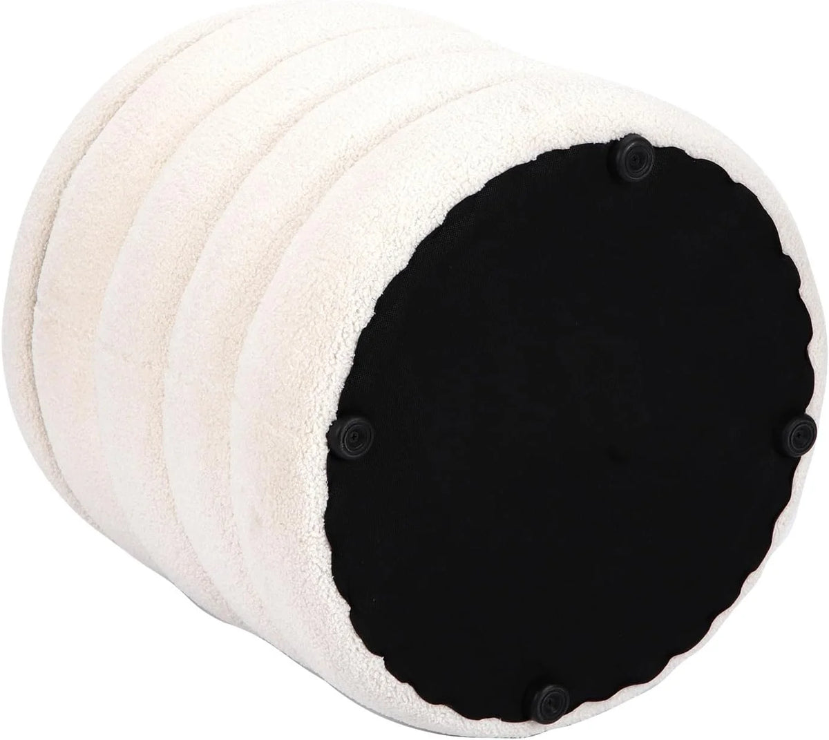 White Round Upholstered Ottoman I594