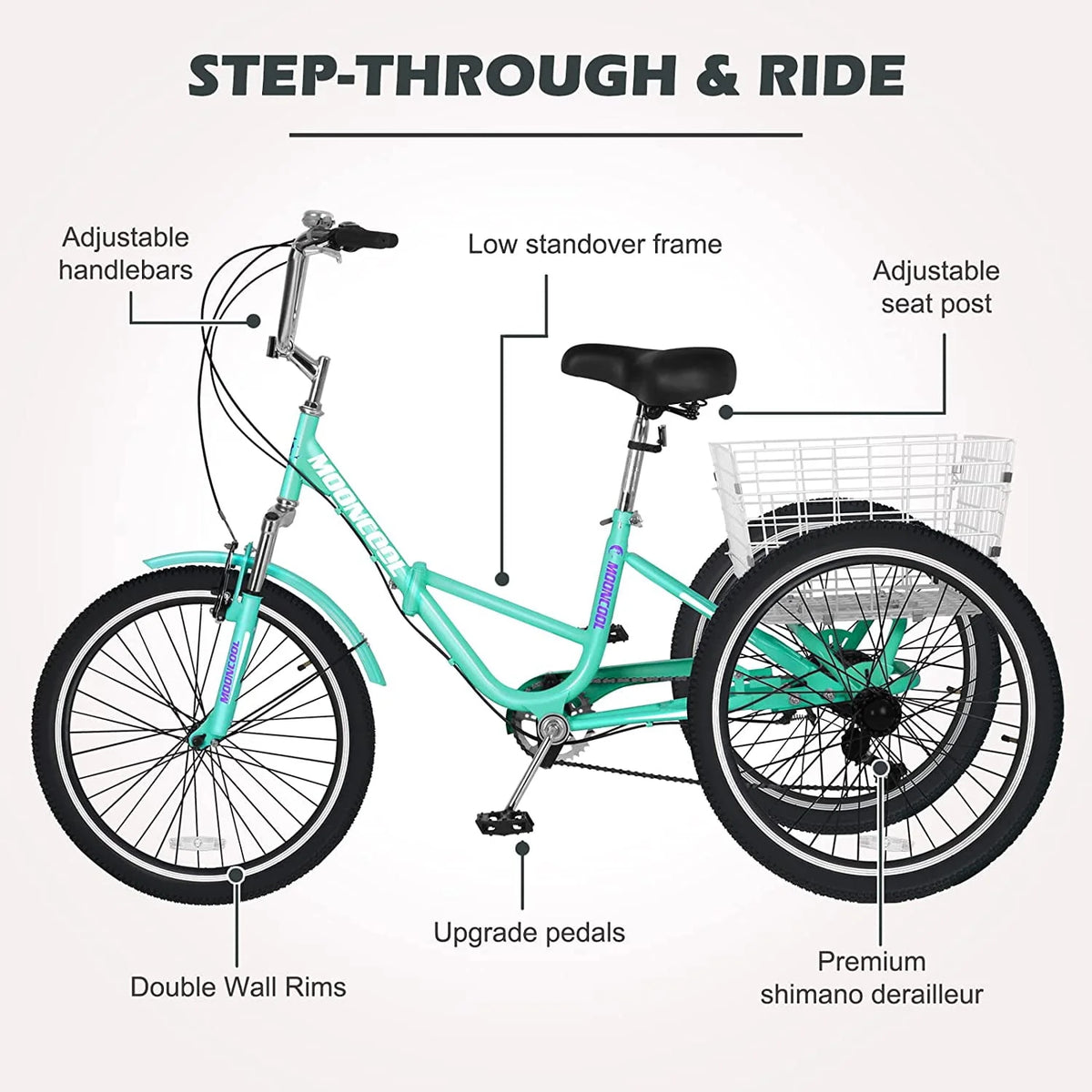 7 Speed Folding Adult Tricycle with Basket E2399