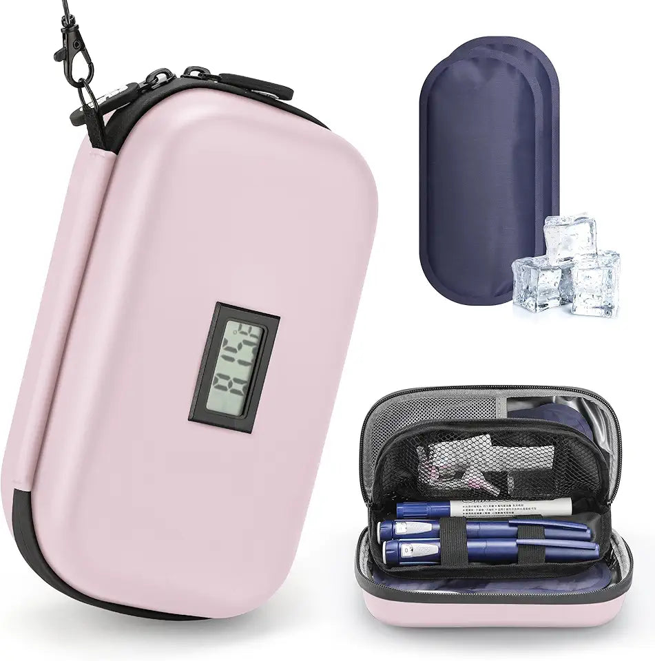 Insulin Cooler Travel Case with Temperature Display, TSA Approved with 2x160g Ice Packs W776886