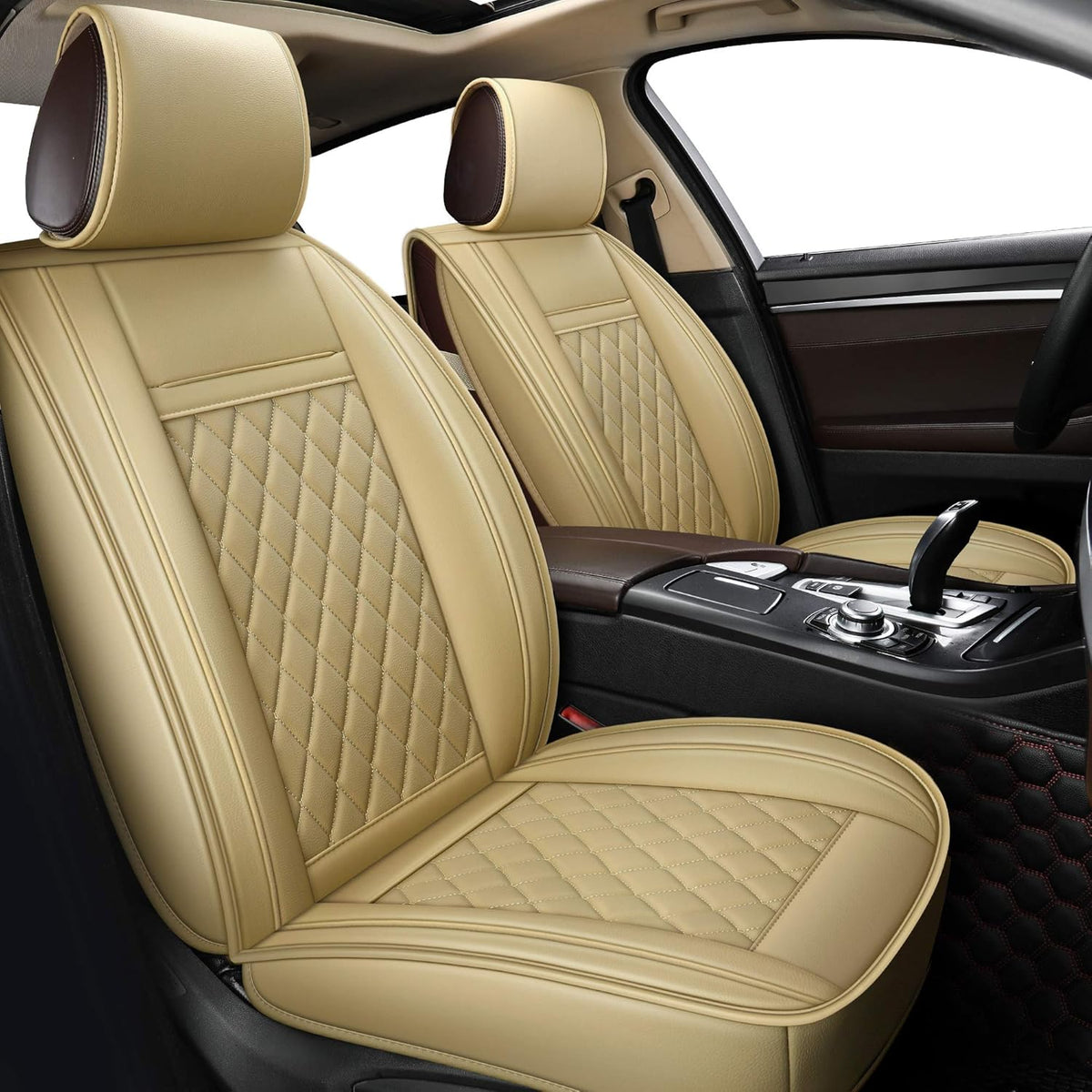 Black Red 2 pcs Car Seat Covers C25632