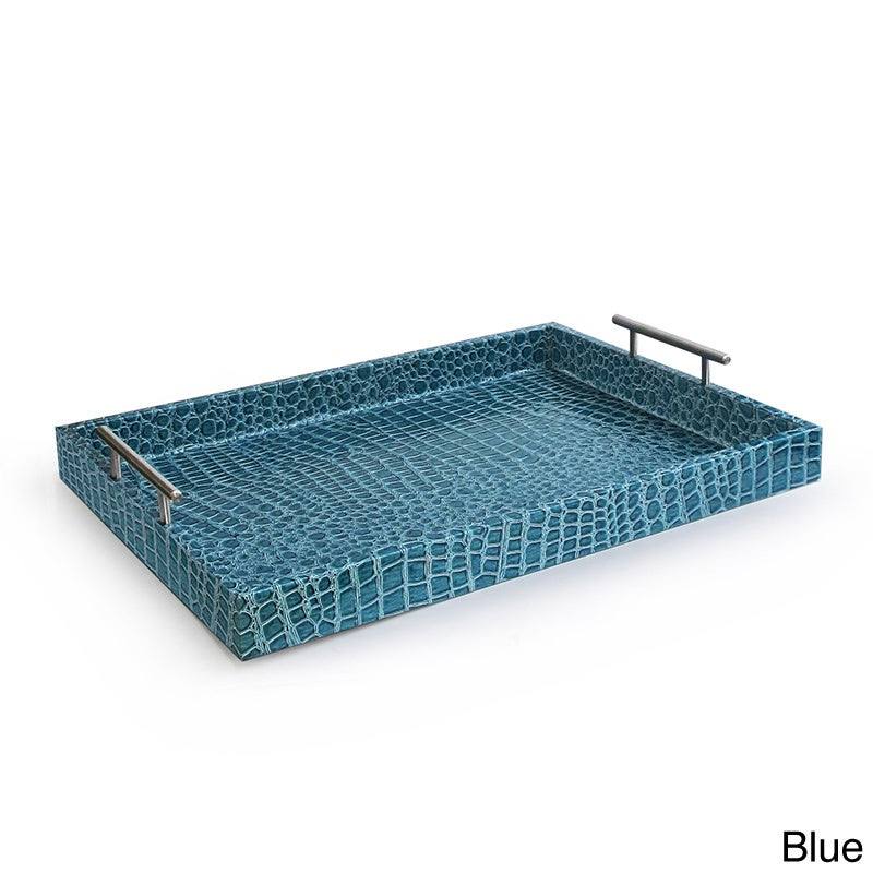 Silver Alligator Tray with Metal Handles P190179