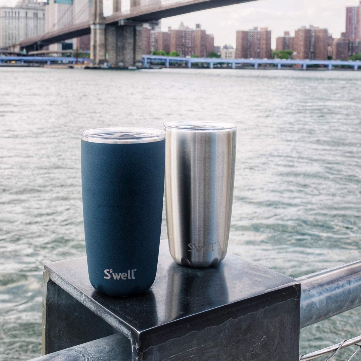 Stainless Steel Tumbler with Slide-Open Lid, 18 Fl Oz, Vacuum-Insulated Water Bottle S59457