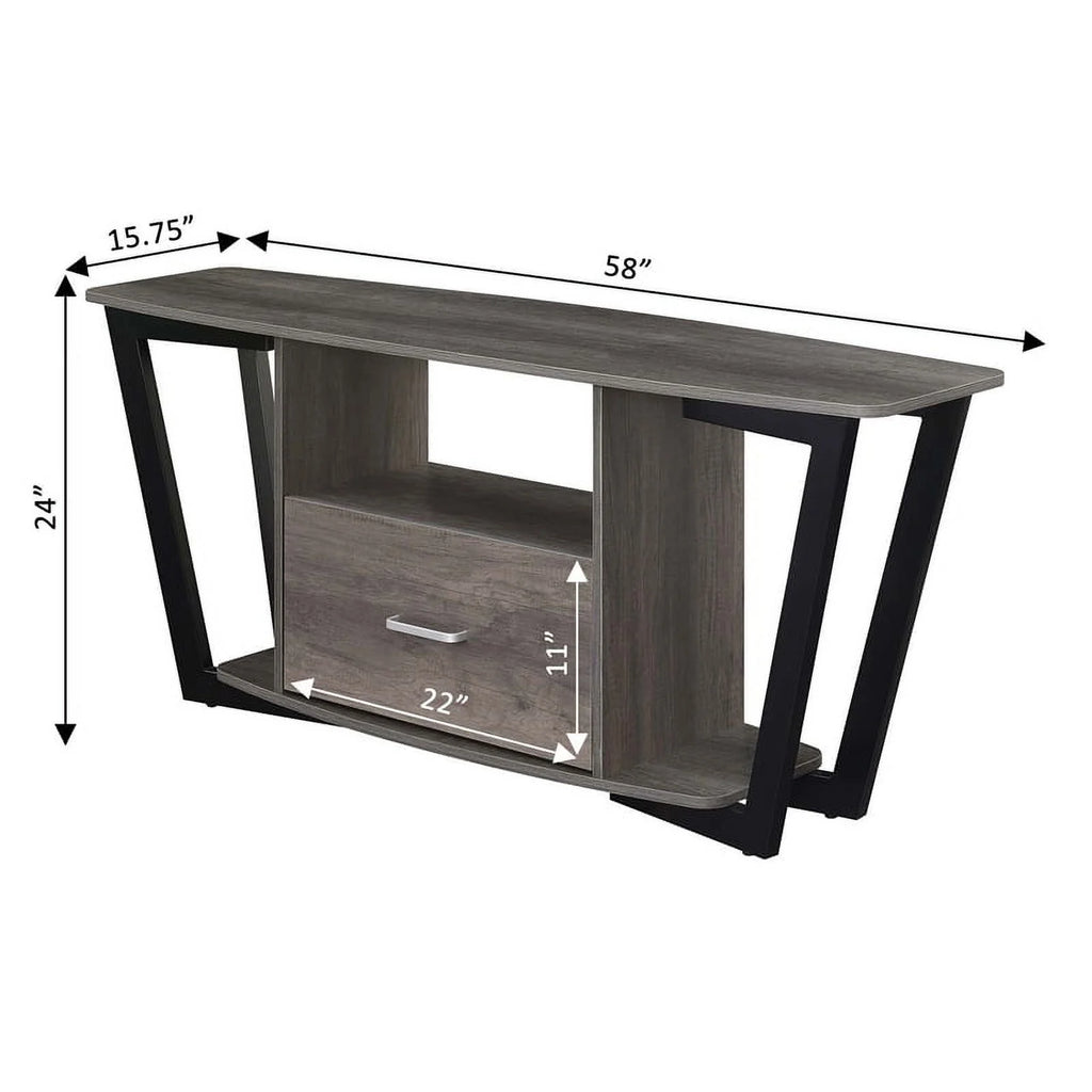60-inch One-Drawer TV Stand with Shelves Gray Wood Finish P503398