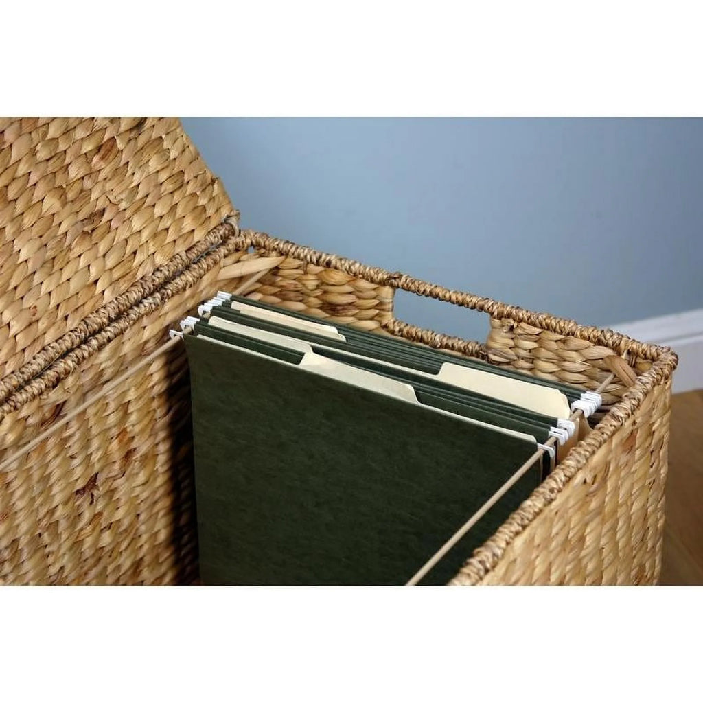 Wicker Storage Filing Cabinet with Wheels I956611