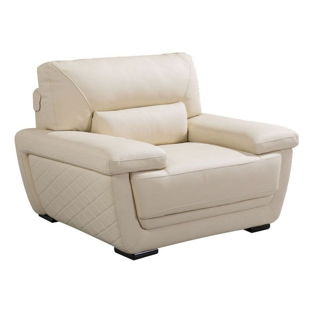Cream Leatherette Chair with Attached Waist Pillow L581538