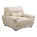 Cream Leatherette Chair with Attached Waist Pillow L581538