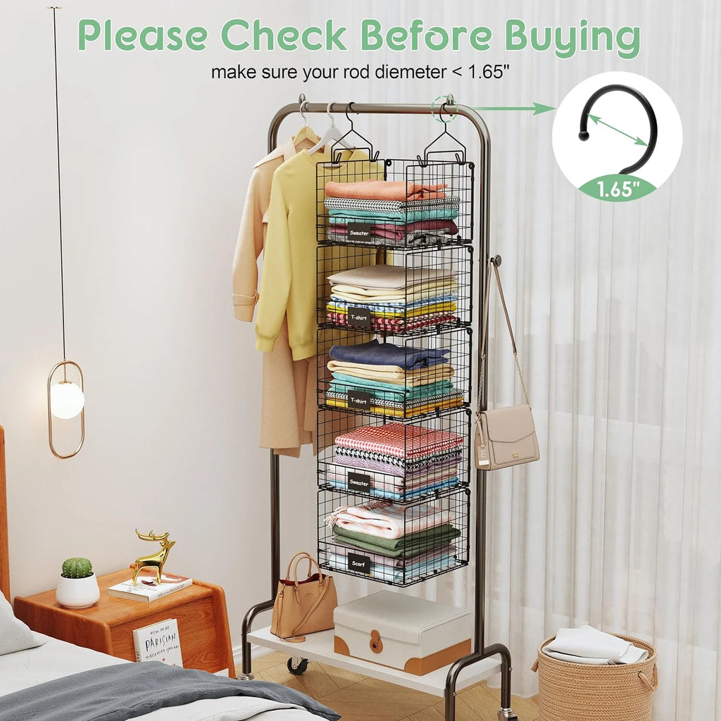 5 Tiers Hanging Closet Shelves Organizer with S Hooks H38358
