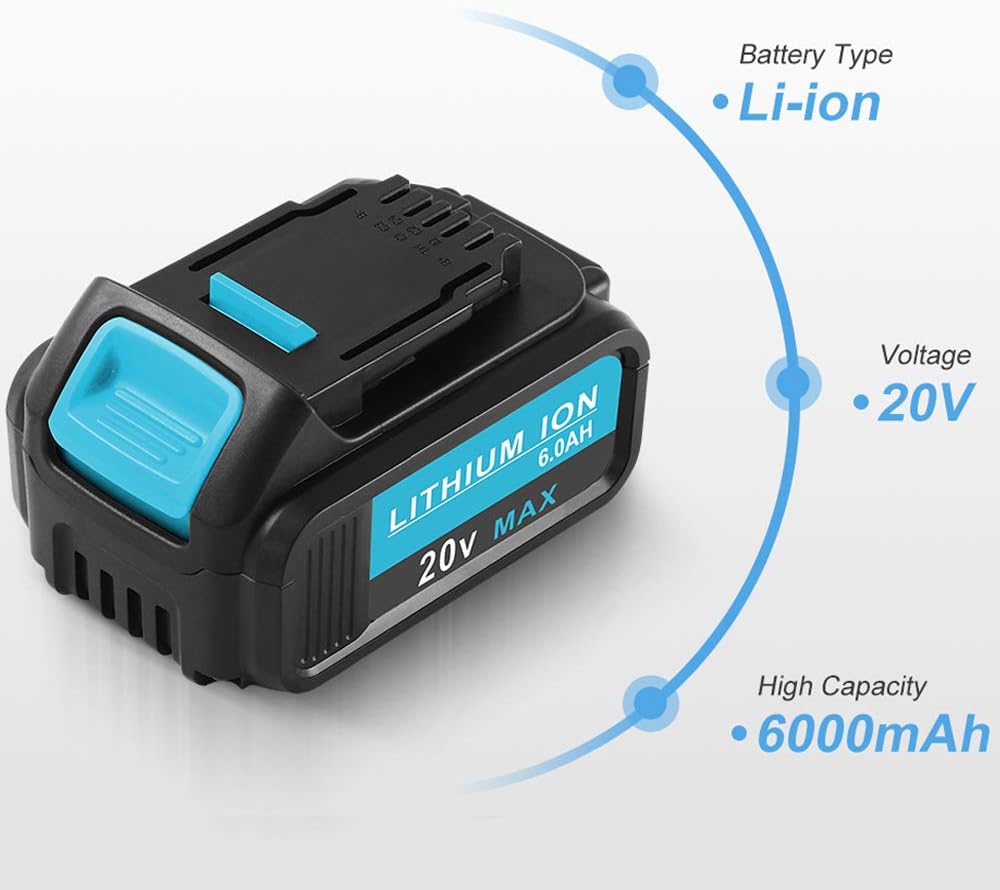 2-Pack 20V 6.0Ah Lithium Ion Battery Replacement for 20V Cordless Power Tools W99513