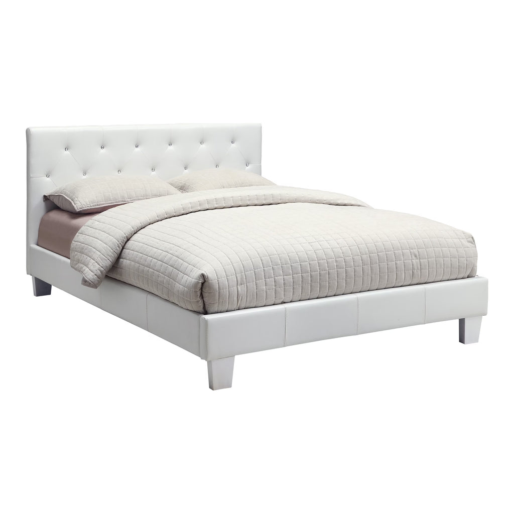 White Faux Leather Upholstered Full Bed with Tufted Headboard H788