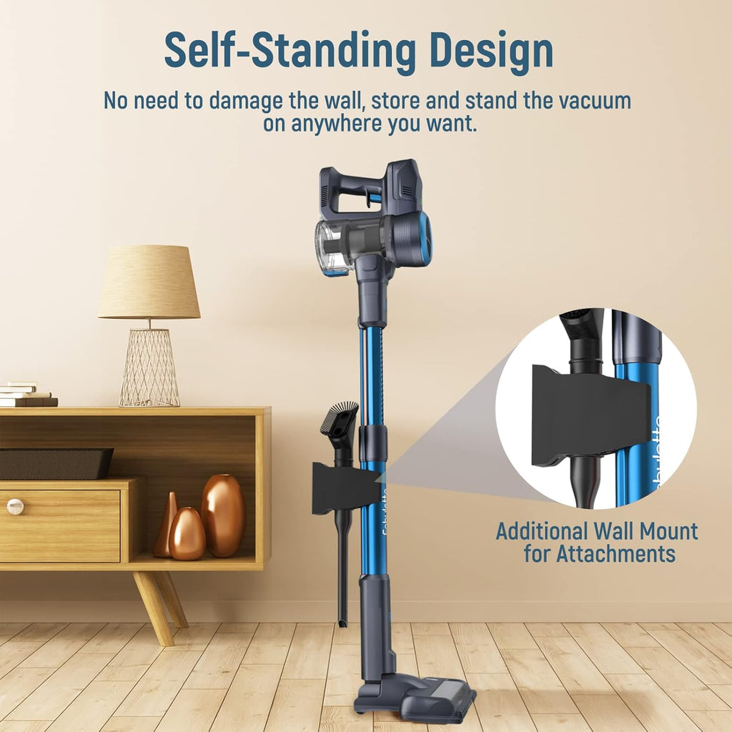 Cordless Stick Vacuum Cleaner, 24Kpa 250W, 6-in-1 Rechargeable, 45 Min Runtime, Blue X387419