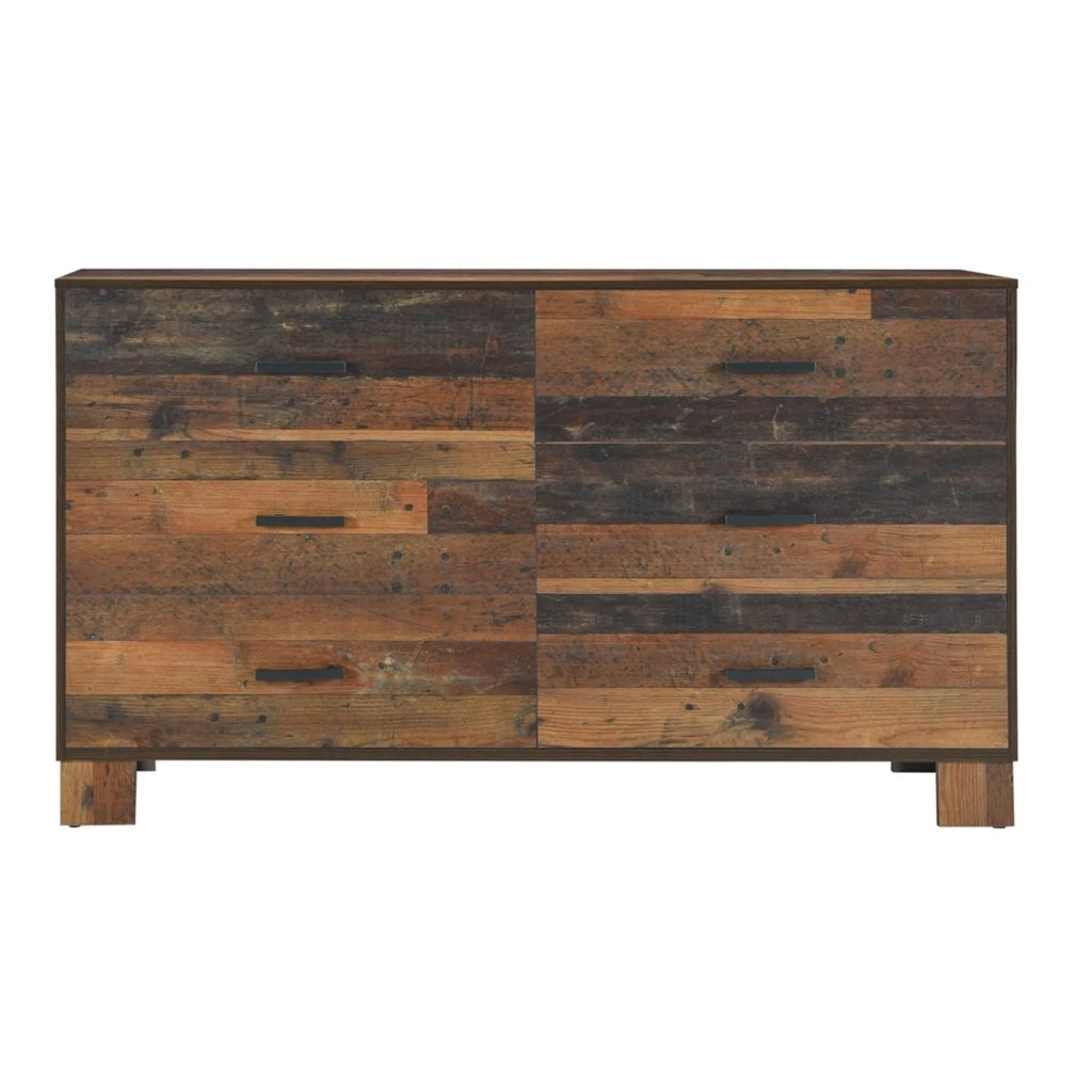 6 Drawer Rustic Dresser Dark Brown R639971