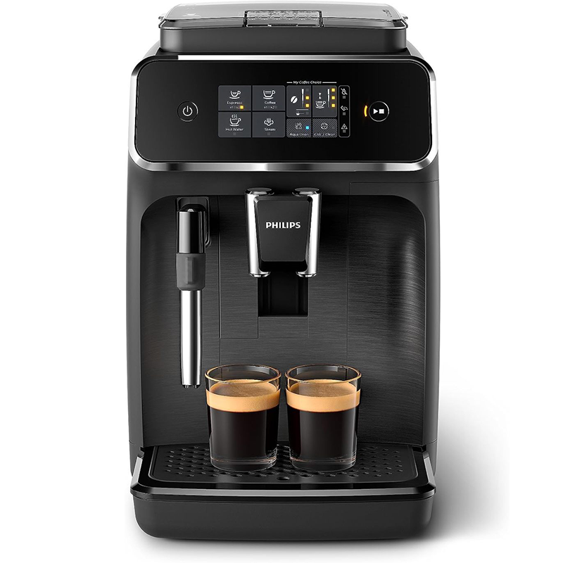 Black fully automatic espresso machine with milk frother S180942