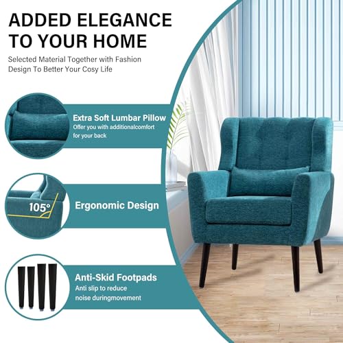 Dark Blue Chenille Fabric Accent Chair Set of 2 Y9686