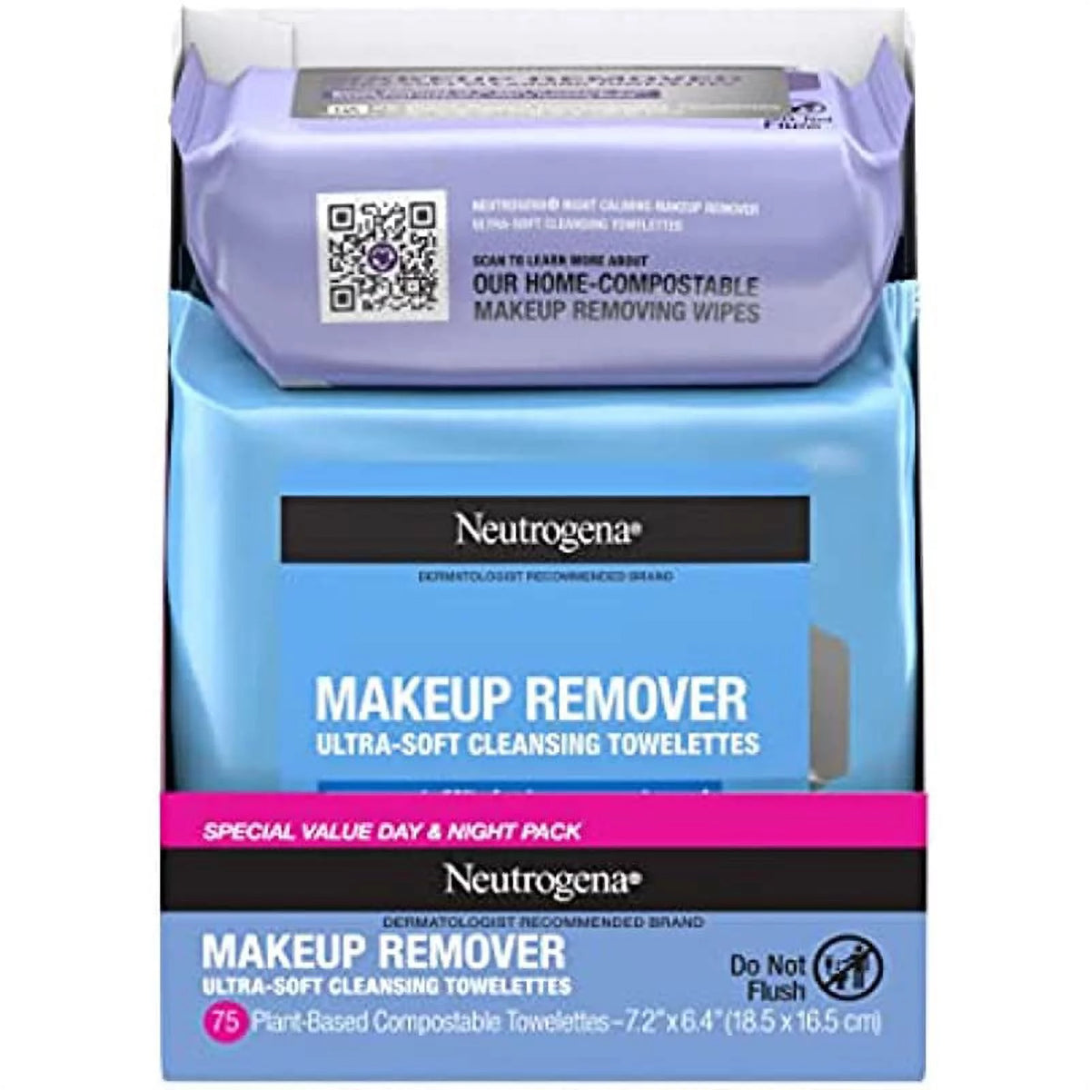 Day & Night Makeup Remover Face Cleansing Towelettes, 3 Packs of 25 ct G41641