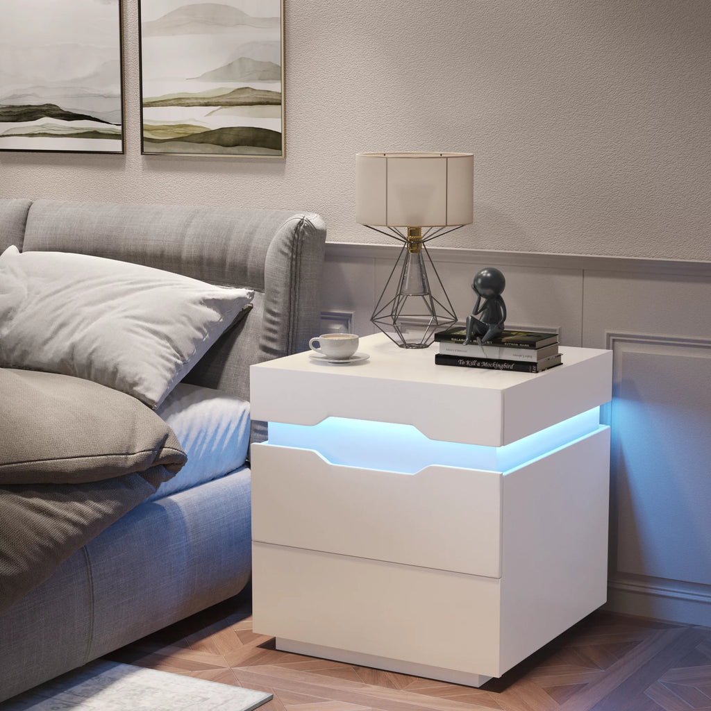 White 2 Drawer Nightstand with Charging Ports S827901