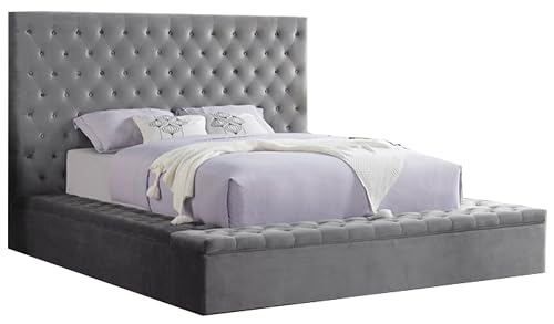 Cream Eastern King Velvet Tufted Storage Bed O133
