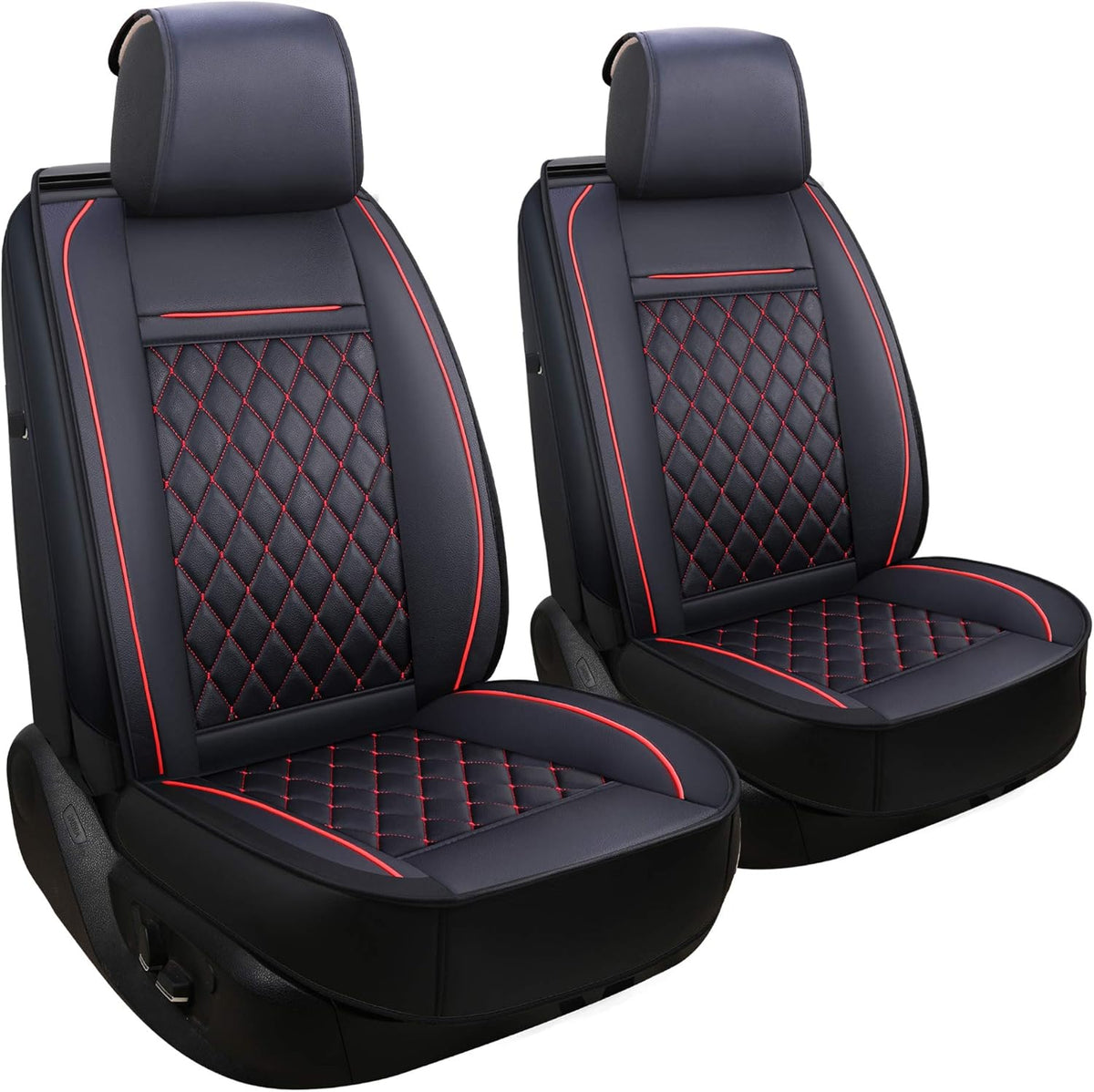 Black Red 2 pcs Car Seat Covers C25632