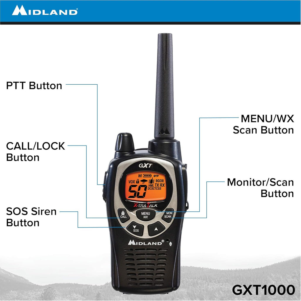 GMRS Two Way Radio with NOAA Weather Scan and Alert, 50 Channels, 10 Radios K478240